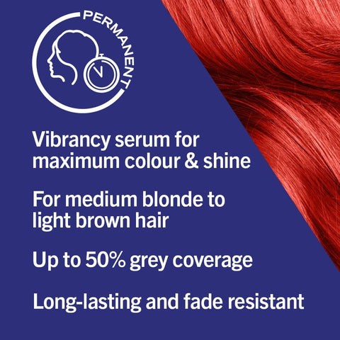 Schwarzkopf LIVE Intense Hair Colour, Permanent Red Hair Dye, Built-In Vibrancy Serum, Real Red 035