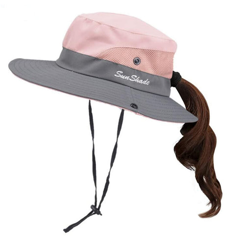 Kids Girls UV Protection Sun-Hat Wide Brim Bucket-Cap with Ponytail Hole Fit for 3-6 Years Pink Kids Girls UV Protection Sun-Hat Wide Brim Bucket-Cap with Ponytail Hole Fit for 3-6 Years Pink