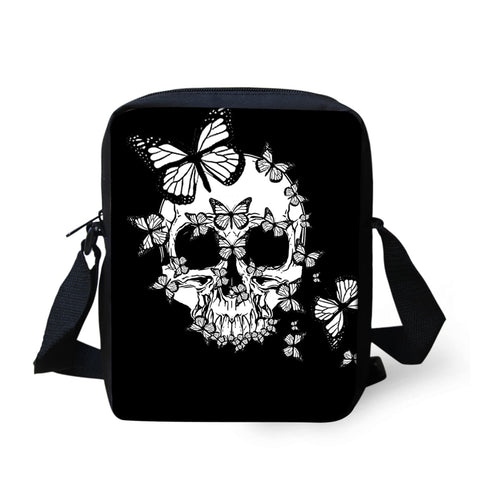 Biyejit Skull Butterfly Print Women Girls Small Messenger Bag Shoulder Shopping Bag Portable Handbag Biyejit Skull Butterfly Print Women Girls Small Messenger Bag Shoulder Shopping Bag Portable Handbag