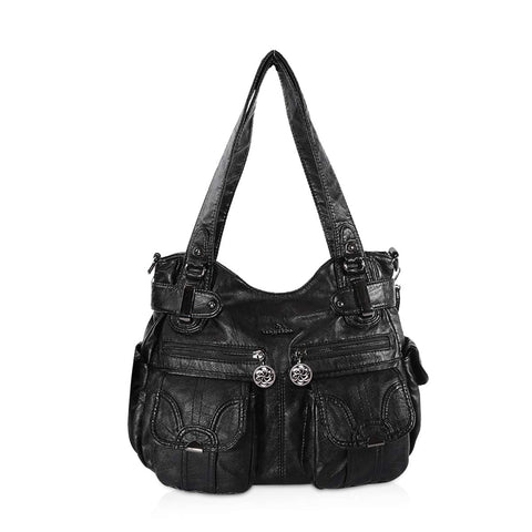 NICOLE & DORIS Women Handbag Soft PU Leather Hobo Shoulder Bags Mulitiple Big Pockets Large Capacity Shopping Crossbody Bag Black NICOLE & DORIS Women Handbag Soft PU Leather Hobo Shoulder Bags Mulitiple Big Pockets Large Capacity Shopping Crossbody Bag Black