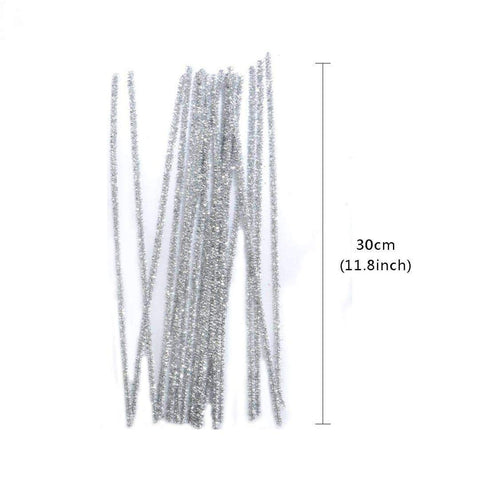 100pcs Pipe Cleaners Chenille Stems for DIY Art Supplies Craft Projects 6mmx30cm Christmas Pipe Cleaners Decoration, Glitter Silver 100pcs Pipe Cleaners Chenille Stems for DIY Art Supplies Craft Projects 6mmx30cm Christmas Pipe Cleaners Decoration, Glitter Silver