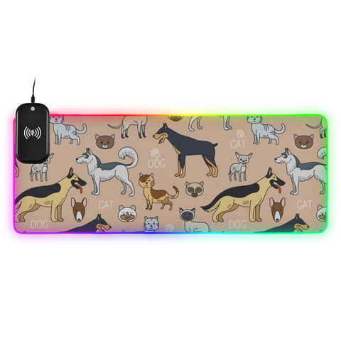 Cats Dogs Wireless Charging Mouse Pad for Mobile Phone Extra Large Gaming Mousepad with 13 Lighting Modes Mouse Mat for Office Home Gaming MacBook PC Laptop Desk Cats Dogs Wireless Charging Mouse Pad for Mobile Phone Extra Large Gaming Mousepad with 13 Lighting Modes Mouse Mat for Office Home Gaming MacBook PC Laptop Desk