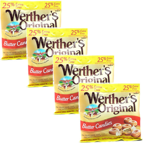 Werther 4 x Original Classic Butter Candies Smooth Creamy Sweets | Made with Real Butter and Fresh Cream