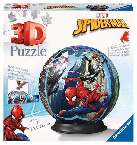 Ravensburger - 3D Ball Puzzle - Spider-Man - Ages 6+ - 72 Numbered Pieces to Assemble Without Glue - Stand Included - Diameter: 13 cm - 11563 Ravensburger - 3D Ball Puzzle - Spider-Man - Ages 6+ - 72 Numbered Pieces to Assemble Without Glue - Stand Included - Diameter: 13 cm - 11563