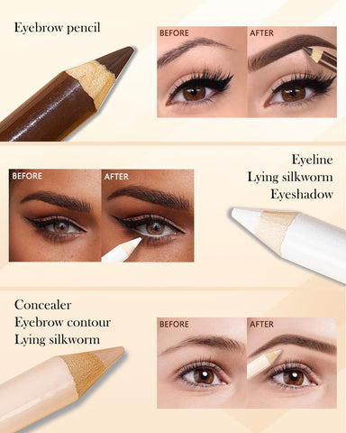 Eyebrow Pencil Brow Lift Highlighting Pencil Contour Pen Set-3 Pcs Long Lasting Waterproof Eye Makeup Pencil, Highlighter Stick for Women, Fill and Defined Brow, with Sharpener & Brow Tool-Dark Brown Eyebrow Pencil Brow Lift Highlighting Pencil Contour Pen Set-3 Pcs Long Lasting Waterproof Eye Makeup Pencil, Highlighter Stick for Women, Fill and Defined Brow, with Sharpener & Brow Tool-Dark Brown