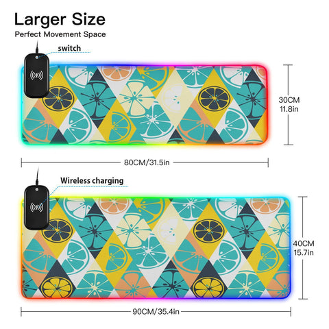 Citrus Lime Lemon Wireless Charging Mouse Pad for Mobile Phone Extra Large Gaming Mousepad with 13 Lighting Modes Extended Desk Mat for Gaming MacBook PC Laptop Desk Home Office Citrus Lime Lemon Wireless Charging Mouse Pad for Mobile Phone Extra Large Gaming Mousepad with 13 Lighting Modes Extended Desk Mat for Gaming MacBook PC Laptop Desk Home Office