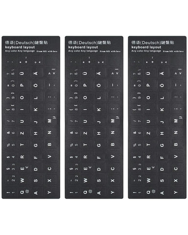 ZAMXHUG 3 Pieces German Keyboard Stickers - Universal Stickers in German, Computer Keyboard Stickers for Faster Keypad Identification, Good Adhesion, Black ZAMXHUG 3 Pieces German Keyboard Stickers - Universal Stickers in German, Computer Keyboard Stickers for Faster Keypad Identification, Good Adhesion, Black