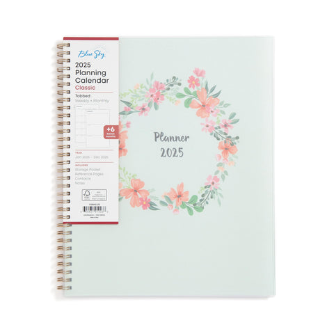 Blue Sky 2025 Weekly and Monthly Planner Calendar, January 2025 - December 2025, 8.5" x 11", Flexible Frosted Cover, Laminated Tabs, Wirebound, Storage Pocket, Laurel Blue Sky 2025 Weekly and Monthly Planner Calendar, January 2025 - December 2025, 8.5" x 11", Flexible Frosted Cover, Laminated Tabs, Wirebound, Storage Pocket, Laurel