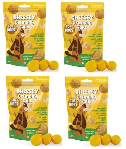 4 PACK ROSEWOOD CHEESEY CRUNCHY MEATBALLS CHEESE TURKEY DOG TREATS VITAMINS 140G 4 PACK ROSEWOOD CHEESEY CRUNCHY MEATBALLS CHEESE TURKEY DOG TREATS VITAMINS 140G