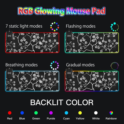 Cherry Blossom Wireless Charging Mouse Pad for Mobile Phone Extra Large Gaming Mousepad with 13 Lighting Modes Extended Desk Mat for MacBook PC Laptop Desk Office Home Gaming Cherry Blossom Wireless Charging Mouse Pad for Mobile Phone Extra Large Gaming Mousepad with 13 Lighting Modes Extended Desk Mat for MacBook PC Laptop Desk Office Home Gaming
