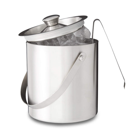 Relaxdays Round Bucket with Lid, Tongs, Ice Cube Container for Bars and Parties, 2 L, Wine Cooler, HxWxD: 17x15x15cm, Silver, Stainless Steel, 15 x 15 x 17 cm Relaxdays Round Bucket with Lid, Tongs, Ice Cube Container for Bars and Parties, 2 L, Wine Cooler, HxWxD: 17x15x15cm, Silver, Stainless Steel, 15 x 15 x 17 cm