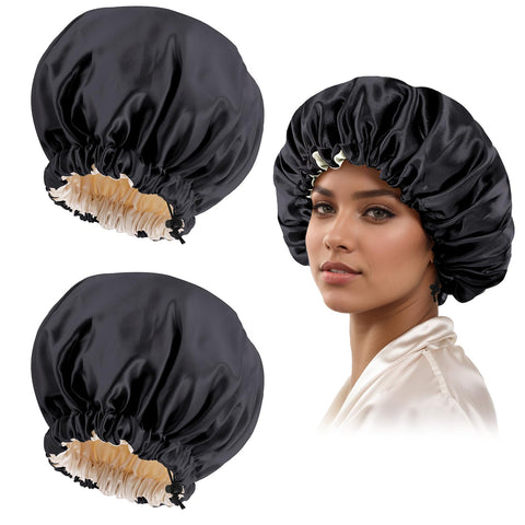 Satin Bonnet Silk Bonnet for Curly Hair Bonnet Braid Bonnet for Sleeping Bonnets for Women Large Double-Layer Adjustable(2Pcs Black) Satin Bonnet Silk Bonnet for Curly Hair Bonnet Braid Bonnet for Sleeping Bonnets for Women Large Double-Layer Adjustable(2Pcs Black)