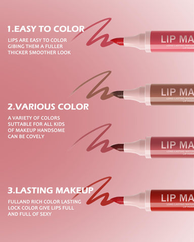 Lip Stain Marker Pen Set-4 Pcs Hydrating Lip Stain Liquid Lip Liner Pencil Kit, Matte Color Look, Longlasting Waterproof Smudgeproof Natural Finish,Precise Chisel Tip Smooth, Makeup Gift for Women Lip Stain Marker Pen Set-4 Pcs Hydrating Lip Stain Liquid Lip Liner Pencil Kit, Matte Color Look, Longlasting Waterproof Smudgeproof Natural Finish,Precise Chisel Tip Smooth, Makeup Gift for Women