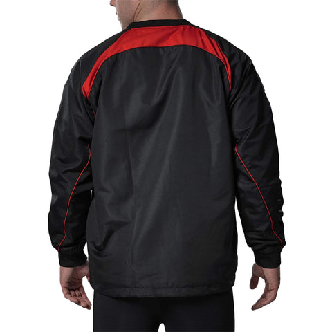 Top Training Contact Men's & Boys' Windbreaker: Waterproof, Insulated Sportswear for Football, Rugby, Sport - Long Sleeve, Elastic Cuffs, Warm Pullover Jacket for Running, Hiking - Black/Red, Large
