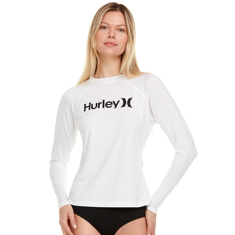 Hurley Rash Guard for Women, Womens Rash Guard Long Sleeve Shirts, Rashguard Swim Shirt Women UPF 50+ SPF & UV Protection White Hurley Rash Guard for Women, Womens Rash Guard Long Sleeve Shirts, Rashguard Swim Shirt Women UPF 50+ SPF & UV Protection White