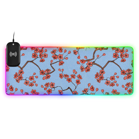 Cherry Blossoms Wireless Charging Mouse Pad for Mobile Phone Extra Large Gaming Mousepad with 13 Lighting Modes Mouse Mat for Gaming MacBook PC Laptop Desk Home Office Cherry Blossoms Wireless Charging Mouse Pad for Mobile Phone Extra Large Gaming Mousepad with 13 Lighting Modes Mouse Mat for Gaming MacBook PC Laptop Desk Home Office