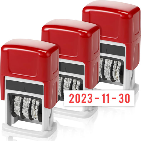 Nezyo 3 Pcs Self-Inking Date Office Stamp Day Month Year Stamp with Date Small Red Rectangular Business Stamps for Work Bookkeeping Business Ordering Accounting (Date) Nezyo 3 Pcs Self-Inking Date Office Stamp Day Month Year Stamp with Date Small Red Rectangular Business Stamps for Work Bookkeeping Business Ordering Accounting (Date)