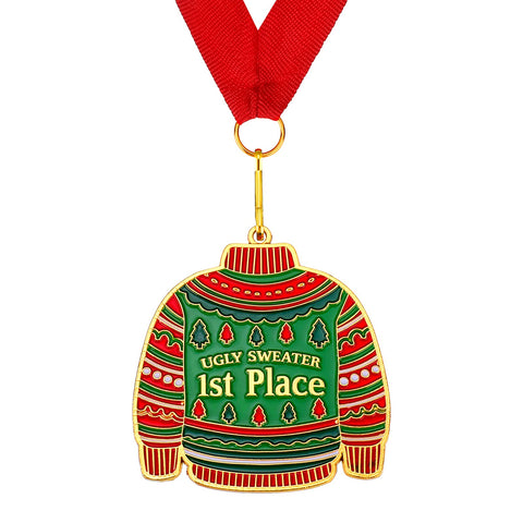 Christmas Ugly Sweater Medal Award 1st Place Medals for Ugliest Sweater Contest Ugly Sweater Trophy Ugly Sweater Prizes with Neck Ribbon for Xmas Party Christmas Tree Ornament, 2.36 x 2.36 Inches Christmas Ugly Sweater Medal Award 1st Place Medals for Ugliest Sweater Contest Ugly Sweater Trophy Ugly Sweater Prizes with Neck Ribbon for Xmas Party Christmas Tree Ornament, 2.36 x 2.36 Inches