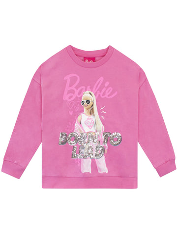 Barbie Girls Sequined Sweatshirt Kids Long Sleeve Jumper Pink 5-6 Years