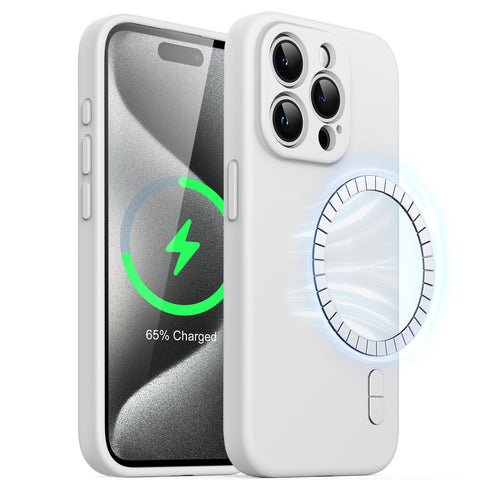 JETech Magnetic Silicone Case for iPhone 15 Pro 6.1-Inch, Compatible with MagSafe, Phone Cover with Camera Lens Full Protection (White) JETech Magnetic Silicone Case for iPhone 15 Pro 6.1-Inch, Compatible with MagSafe, Phone Cover with Camera Lens Full Protection (White)