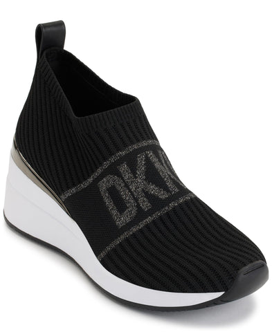 DKNY Women's Athletic Everyday Phebe-Slip On Wedge Sneaker, BLK/DK Gun, 9 DKNY Women's Athletic Everyday Phebe-Slip On Wedge Sneaker, BLK/DK Gun, 9