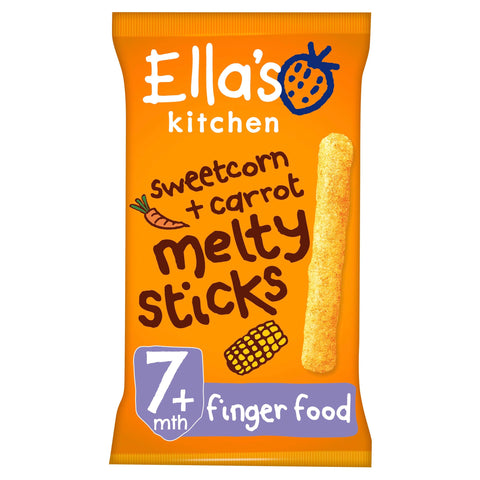 Ella's Kitchen Sweetcorn and Carrot Melty Sticks from 7 Months, 16g Ella's Kitchen Sweetcorn and Carrot Melty Sticks from 7 Months, 16g