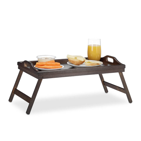 Relaxdays Bamboo Bed Tray, Folding, Handles, Raised Edge, For Breakfast in Bed and Serving, HWD: 22x61.5x30cm, Dark Brown Relaxdays Bamboo Bed Tray, Folding, Handles, Raised Edge, For Breakfast in Bed and Serving, HWD: 22x61.5x30cm, Dark Brown