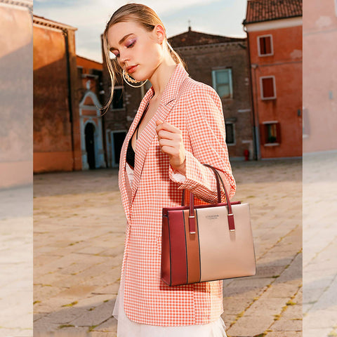 NICOLE & DORIS Stitching Stripes Crossbody Bags Women Handbag Elegant Shoulder Bag Ladies Satchel PU Leather Messenger Bags Waterproof Tote for Daily Shopping Red NICOLE & DORIS Stitching Stripes Crossbody Bags Women Handbag Elegant Shoulder Bag Ladies Satchel PU Leather Messenger Bags Waterproof Tote for Daily Shopping Red