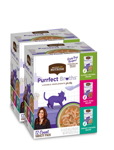 Rachael Ray Nutrish Purrfect Broths Natural Wet Cat Food, Variety Pack, 1.4 Ounce Pouch, 12 Count (Pack of 2), Grain Free Rachael Ray Nutrish Purrfect Broths Natural Wet Cat Food, Variety Pack, 1.4 Ounce Pouch, 12 Count (Pack of 2), Grain Free