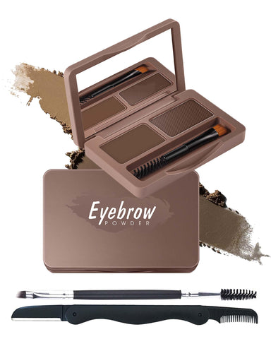 Eyebrow Powder Kit-2 Colors Soft Eye Brow Tinted Powder Palette, Waterproof & Long Lasting Dark/Light Brown Brow Filler, Professional Eyebrow Contour Makeup for Women with Mirror Brow Brush & Razor-1# Eyebrow Powder Kit-2 Colors Soft Eye Brow Tinted Powder Palette, Waterproof & Long Lasting Dark/Light Brown Brow Filler, Professional Eyebrow Contour Makeup for Women with Mirror Brow Brush & Razor-1#