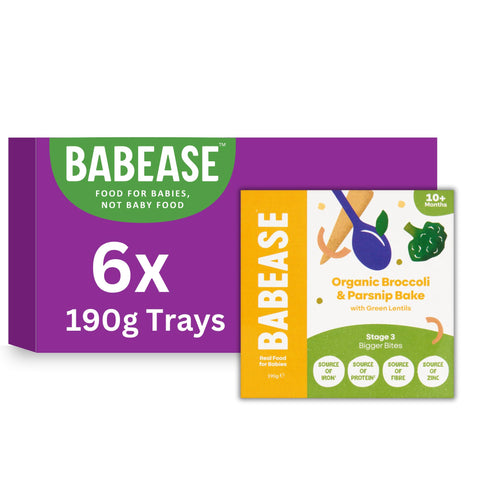 Babease Premium Organic Stage 3 Broccoli and Parsnip Bake with Green Lentils, Weaning 10 Months+ Natural Baby Food Pots, Dairy & Gluten Free, Pack of 6 x 190g Babease Premium Organic Stage 3 Broccoli and Parsnip Bake with Green Lentils, Weaning 10 Months+ Natural Baby Food Pots, Dairy & Gluten Free, Pack of 6 x 190g