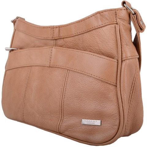 Womens Leather Handbag/Shoulder Bag 3743 with Side Mobile Pocket (Tan) Womens Leather Handbag/Shoulder Bag 3743 with Side Mobile Pocket (Tan)