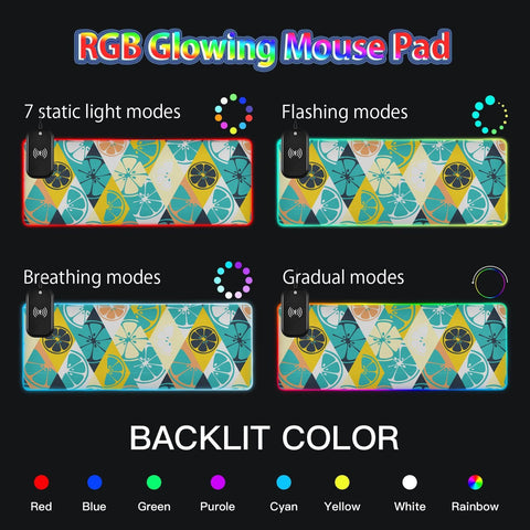 Citrus Lime Lemon Wireless Charging Mouse Pad for Mobile Phone Extra Large Gaming Mousepad with 13 Lighting Modes Extended Desk Mat for Gaming MacBook PC Laptop Desk Home Office Citrus Lime Lemon Wireless Charging Mouse Pad for Mobile Phone Extra Large Gaming Mousepad with 13 Lighting Modes Extended Desk Mat for Gaming MacBook PC Laptop Desk Home Office