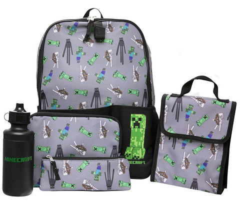 Minecraft Kids Minecraft Backpack 5 Piece School Set Including Lunchbag, Water Bottle, Pencil Case and Utility Case Minecraft Kids Minecraft Backpack 5 Piece School Set Including Lunchbag, Water Bottle, Pencil Case and Utility Case
