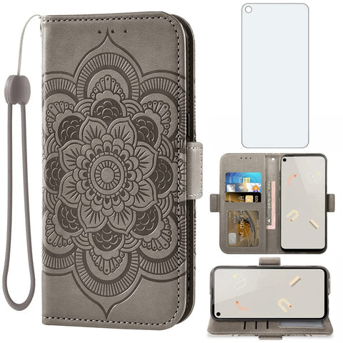 Compatible with Google Pixel 5a 5G Wallet Case and Tempered Glass Screen Protector Flip Cover Credit Card Holder Cell Accessories Phone Cases for Pixel5a5G Pixel5a a5 G5 Pixle 5a5G 2021 Women Men Gray Compatible with Google Pixel 5a 5G Wallet Case and Tempered Glass Screen Protector Flip Cover Credit Card Holder Cell Accessories Phone Cases for Pixel5a5G Pixel5a a5 G5 Pixle 5a5G 2021 Women Men Gray