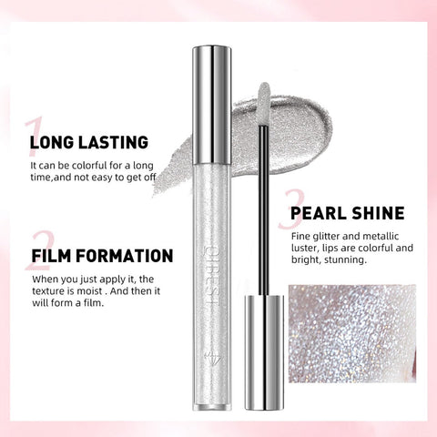Metallic Diamond Liquid Lipsticks, Silver Lipstick for women, Waterproof Long Lasting Shinning Lip Gloss for Eyes and Lips Makeup, Highly Pigmented smudge-proof Not Stick Cup Matte Lipstick for Girls Metallic Diamond Liquid Lipsticks, Silver Lipstick for women, Waterproof Long Lasting Shinning Lip Gloss for Eyes and Lips Makeup, Highly Pigmented smudge-proof Not Stick Cup Matte Lipstick for Girls