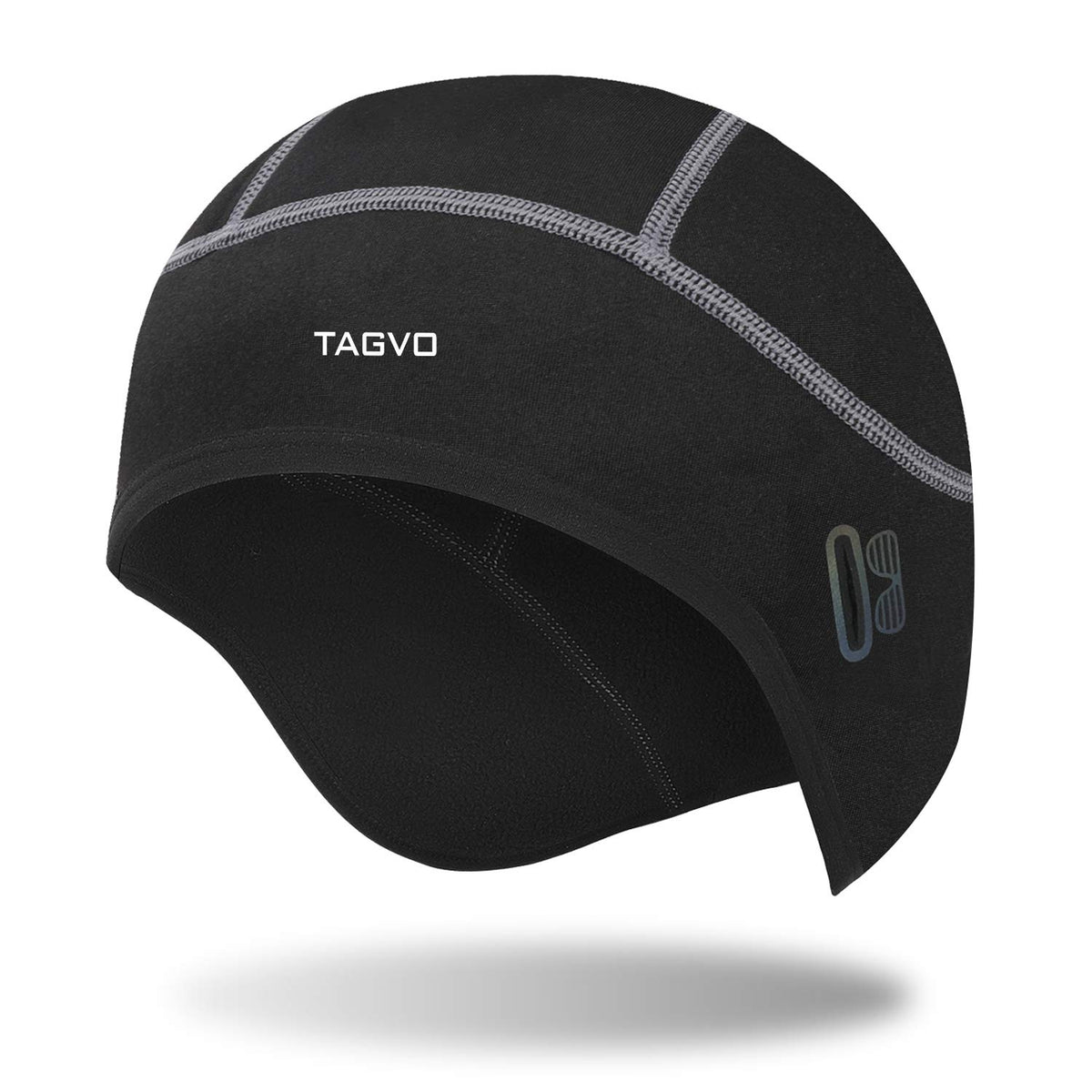 TAGVO Thermal Skull Cap,Windproof Cycling Hat,Warm Helmet Liner with Glasses Hole,Winter Sports Beanie Cap with Ear Cover,Hard Hat Liner Fit for Wen?Women,One Size,Black