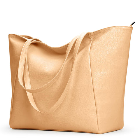 KALIDI Large Tote Bag Vegan Leather Casual Zipper Work Bag Weekender Hobo for Women 23L Oversize Shoulder Travel Purse, Khaki KALIDI Large Tote Bag Vegan Leather Casual Zipper Work Bag Weekender Hobo for Women 23L Oversize Shoulder Travel Purse, Khaki