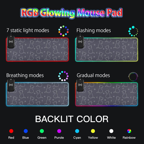 Cat Star Night Wireless Charging Mouse Pad for Mobile Phone Extra Large Gaming Mousepad with 13 Lighting Modes Keyboard Mat for Gaming MacBook PC Laptop Desk Home Office Cat Star Night Wireless Charging Mouse Pad for Mobile Phone Extra Large Gaming Mousepad with 13 Lighting Modes Keyboard Mat for Gaming MacBook PC Laptop Desk Home Office