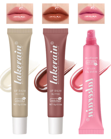 Tinted Lip Butter Balm-3 Colors Vanilla Beige Brown Pink Sugar Glossier Lip Gloss,Clear Jelly Yummy Tint Lip Stain Balm,Long Lasting Hydrating Non-Sticky Glow Reviver Fat Lip Care Oil for Women-Set A Tinted Lip Butter Balm-3 Colors Vanilla Beige Brown Pink Sugar Glossier Lip Gloss,Clear Jelly Yummy Tint Lip Stain Balm,Long Lasting Hydrating Non-Sticky Glow Reviver Fat Lip Care Oil for Women-Set A