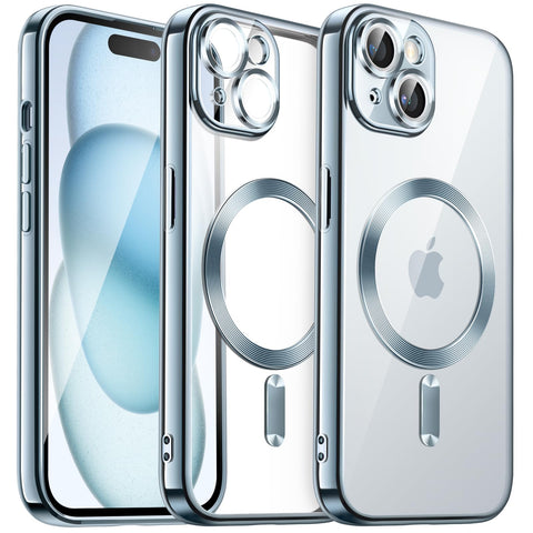 JETech Soft Clear Case for iPhone 15 Plus 6.7-Inch, Camera Lens Full Protection, Compatible with MagSafe Wireless Charging, Shockproof Electroplated TPU Phone Cover (Blue) JETech Soft Clear Case for iPhone 15 Plus 6.7-Inch, Camera Lens Full Protection, Compatible with MagSafe Wireless Charging, Shockproof Electroplated TPU Phone Cover (Blue)