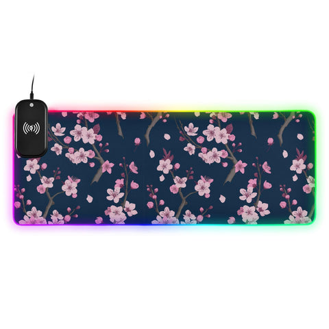 Cherry Blossoms Wireless Charging Mouse Pad for Mobile Phone Extra Large Gaming Mousepad with 13 Lighting Modes Extended Desk Mat for Gaming MacBook PC Laptop Desk Home Office Cherry Blossoms Wireless Charging Mouse Pad for Mobile Phone Extra Large Gaming Mousepad with 13 Lighting Modes Extended Desk Mat for Gaming MacBook PC Laptop Desk Home Office