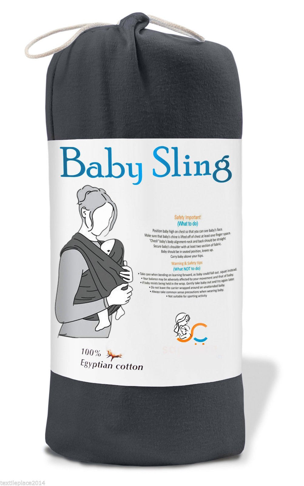 Baby Sling Stretchy Wrap Carrier Pouch Extra Soft and Lightweight Breastfeeding - Birth to 3Yrs (Slate Grey)