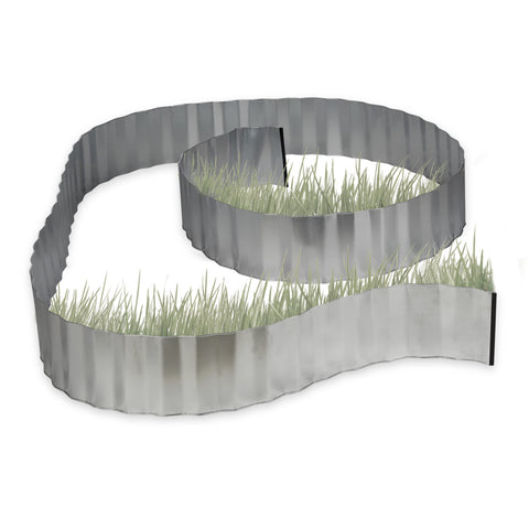 Relaxdays Galvanized Lawn Edging, Flowerbed Border, Metal, Garden Edge as Root Barrier, 5 m x 16 cm, Flexible, Silver, Grey Relaxdays Galvanized Lawn Edging, Flowerbed Border, Metal, Garden Edge as Root Barrier, 5 m x 16 cm, Flexible, Silver, Grey