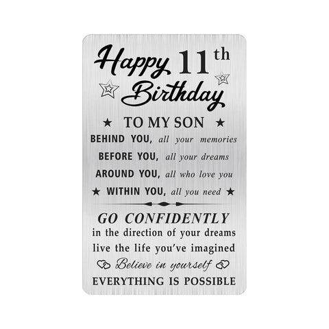 MOQIYXL 11th Birthday Card for Son, 11 Year Old Gifts for Son Engraved Wallet Card MOQIYXL 11th Birthday Card for Son, 11 Year Old Gifts for Son Engraved Wallet Card