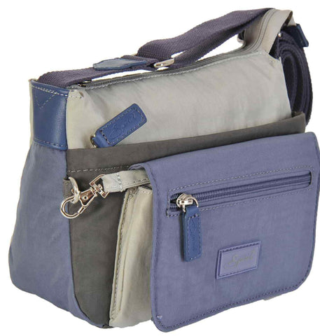 Spirit Womens Lightweight Small Multi Section Crossbody Shoulder Travel Holiday Nylon Waterproof Day Bag With Adjustable Strap 1651 (Blue Jean Multi) Spirit Womens Lightweight Small Multi Section Crossbody Shoulder Travel Holiday Nylon Waterproof Day Bag With Adjustable Strap 1651 (Blue Jean Multi)
