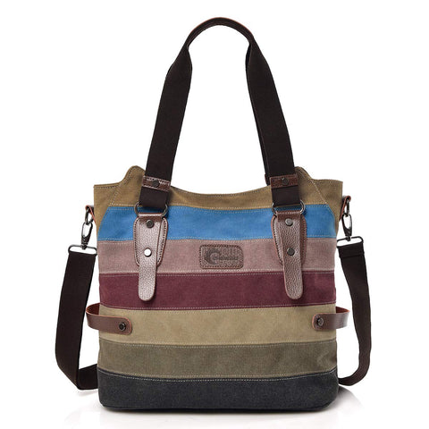 CHEREEKI Womens Handbag, Multi-Color Canvas Bag, Large Casual Tote Hobo and Shoulder Bag for Shopping and Travel CHEREEKI Womens Handbag, Multi-Color Canvas Bag, Large Casual Tote Hobo and Shoulder Bag for Shopping and Travel