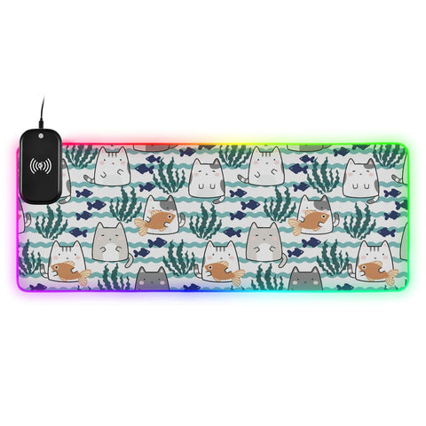 Cats Cartoon Wireless Charging Mouse Pad for Mobile Phone Extra Large Gaming Mousepad with 13 Lighting Modes Computer Mat for Gaming MacBook PC Laptop Desk Home Office Cats Cartoon Wireless Charging Mouse Pad for Mobile Phone Extra Large Gaming Mousepad with 13 Lighting Modes Computer Mat for Gaming MacBook PC Laptop Desk Home Office