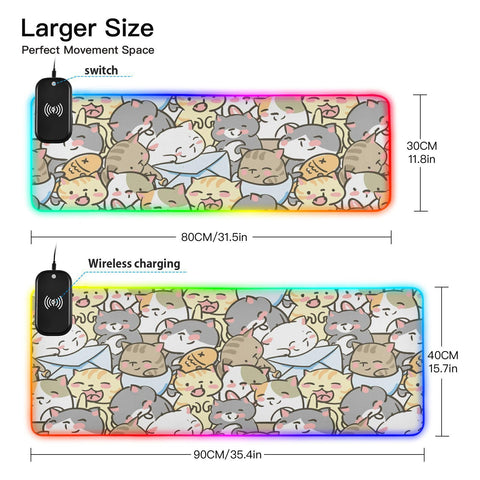 Cat Wireless Charging Mouse Pad for Mobile Phone Extra Large Gaming Mousepad with 13 Lighting Modes Computer Mat for Gaming MacBook PC Laptop Desk Office Home Cat Wireless Charging Mouse Pad for Mobile Phone Extra Large Gaming Mousepad with 13 Lighting Modes Computer Mat for Gaming MacBook PC Laptop Desk Office Home
