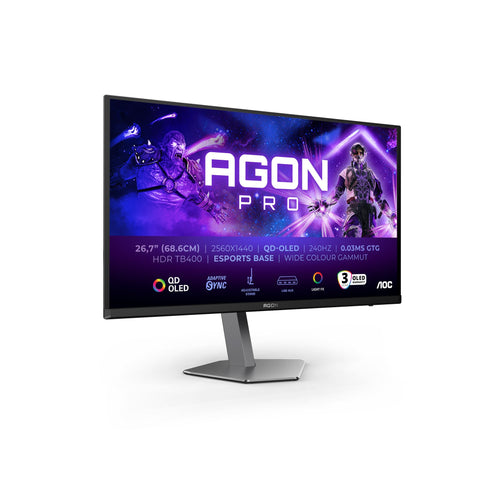 AOC AGON AG276QZD2 - 27 inch QHD Gaming Monitor, QD- OLED, 0.03ms, HDR400, Height Adjustable Esports Base, RGB Lighting, USB Hub (2560 x 1440, HDMI 2.0 / DP 1.4 / USB 3.2) AOC AGON AG276QZD2 - 27 inch QHD Gaming Monitor, QD- OLED, 0.03ms, HDR400, Height Adjustable Esports Base, RGB Lighting, USB Hub (2560 x 1440, HDMI 2.0 / DP 1.4 / USB 3.2)